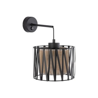 TK Lighting 5950 - Nástenné textilné svietidlo Harmony nature 1xE27, čierna/prírodné