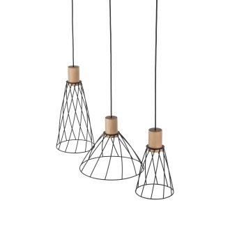 TK Lighting 10158 - Dizajnový luster Modesto 3xGU10, čierna/borovica