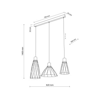 TK Lighting 10158 - Dizajnový luster Modesto 3xGU10, čierna/borovica
