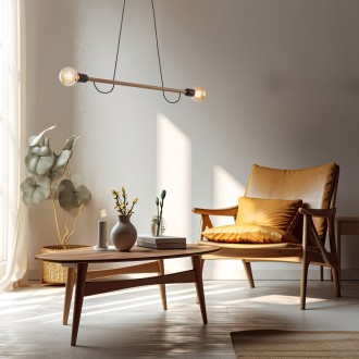 TK Lighting 4948 - Drevený luster Helix wood 2xE27, orech/čierna