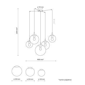 TK Lighting 5382 - Luster Esme 5xE27, grafit/čierna