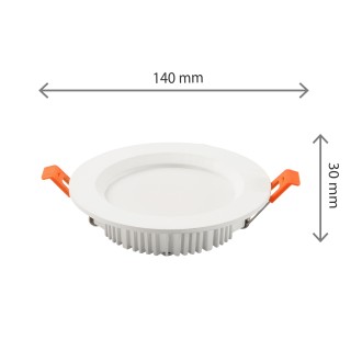 SPECTRUM SLI043013NW_PW - Podhľadové kúpeľňové LED svietidlo Dure 3 MAX 12W, 4000K, IP44, 1600lm, Ø140, biela