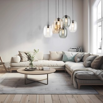 TK Lighting 5974 - Luster Elio 6xE27, grafit/topaz/transparentný
