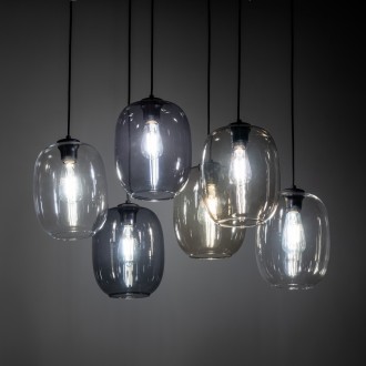 TK Lighting 5974 - Luster Elio 6xE27, grafit/topaz/transparentný
