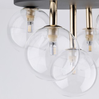 TK Lighting 758 - Stropné svietidlo Nilos 5xG9, Ø350, čierna/transparentná/zlatá