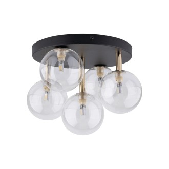TK Lighting 758 - Stropné svietidlo Nilos 5xG9, Ø350, čierna/transparentná/zlatá