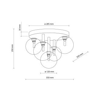 TK Lighting 758 - Stropné svietidlo Nilos 5xG9, Ø350, čierna/transparentná/zlatá