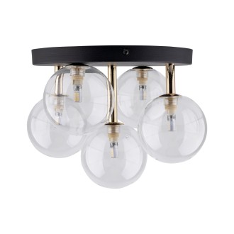 TK Lighting 758 - Stropné svietidlo Nilos 5xG9, Ø350, čierna/transparentná/zlatá