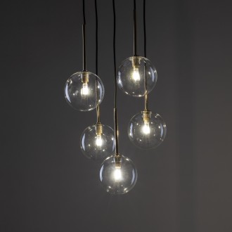 TK Lighting 5943 - Luster Nilos 5xG9, Ø350, čierna/transparentná/zlatá