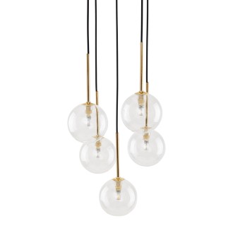 TK Lighting 5943 - Luster Nilos 5xG9, Ø350, čierna/transparentná/zlatá