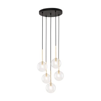 TK Lighting 5943 - Luster Nilos 5xG9, Ø350, čierna/transparentná/zlatá
