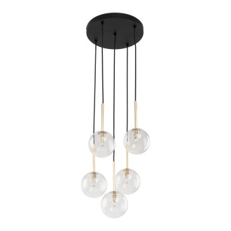 TK Lighting 5943 - Luster Nilos 5xG9, Ø350, čierna/transparentná/zlatá
