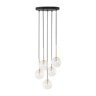TK Lighting 5943 - Luster Nilos 5xG9, Ø350, čierna/transparentná/zlatá