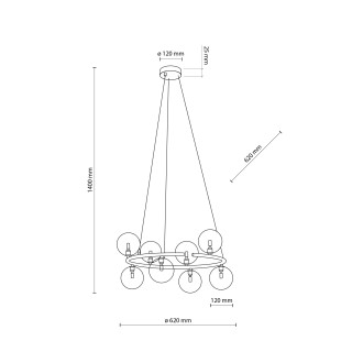 TK Lighting 6844 - Luster Anabelle 8xG9, Ø620, čierna/grafit