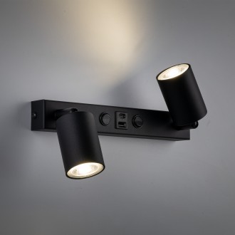 TK Lighting 10277 - Bodové svietidlo TOP 2xGU10, čierna + USB