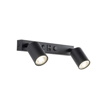 TK Lighting 10277 - Bodové svietidlo TOP 2xGU10, čierna + USB