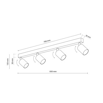 TK Lighting 6177 - Bodové svietidlo TOP 4xGU10, čierna