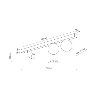 TK Lighting 10001 - Stropné bodové svietidlo Vox 1xGU10 + 2xG9, čierna/biela