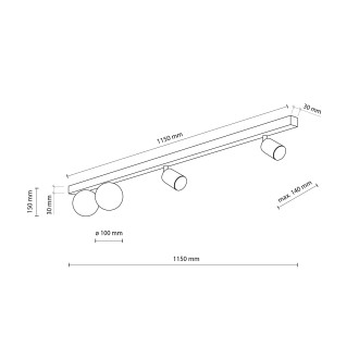 TK Lighting 10002 - Stropné bodové svietidlo Vox 2xGU10 + 2xG9, čierna/biela