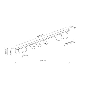 TK Lighting 10004 - Stropné bodové svietidlo Vox 3xGU10 + 5xG9, čierna/biela