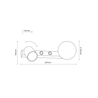 TK Lighting 10148 - Bodové nástenné svietidlo Vox 1xGU10 + 1xG9, čierna/biela