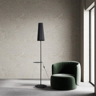 TK Lighting 5959 - Stojacia textilná lampa Zing 1xE27, čierna