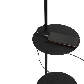 TK Lighting 5959 - Stojacia textilná lampa Zing 1xE27, čierna