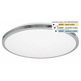 TOP LIGHT Silver KS CCT - Stropné kúpeľňové LED svietidlo Silver CCT 10W, 3000/4000/6500K, IP44, 1000lm, Ø290, chróm