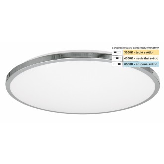 TOP LIGHT Silver KM CCT - Stropné kúpeľňové LED svietidlo Silver CCT 18W, 3000/4000/6500K, IP44, 1800lm, Ø340, chróm