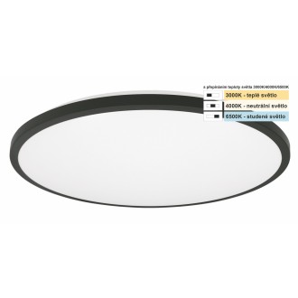 TOP LIGHT Onyx KM CCT - Stropné kúpeľňové LED svietidlo Onyx CCT 18W, 3000/4000/6500K, IP44, 1800lm, Ø340, čierna