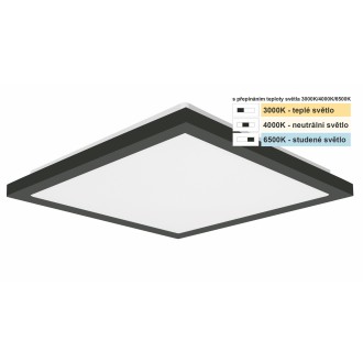 TOP LIGHT Onyx HS CCT - Stropné kúpeľňové LED svietidlo Onyx CCT 10W, 3000/4000/6500K, IP44, 1000lm, 290x290, čierna