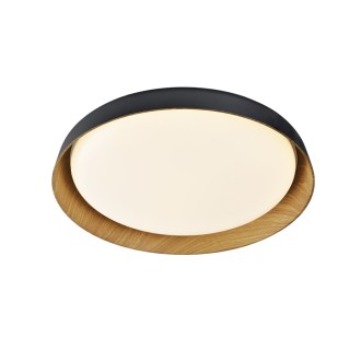 TOP LIGHT Satellite 40C RC - Stropné LED svietidlo Satellite 36W, 3000-6500K, 3600lm, Ø430, čierna/hnedá/imitácia dreva + diaľkové ovládanie