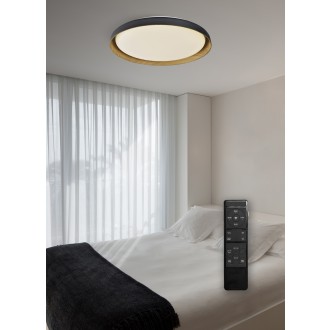 TOP LIGHT Satellite 40C RC - Stropné LED svietidlo Satellite 36W, 3000-6500K, 3600lm, Ø430, čierna/hnedá/imitácia dreva + diaľkové ovládanie