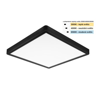 TOP LIGHT Revit H30C CCT - Stropné LED svietidlo Revit 24W, 3000/4000/6500K, 2400lm, 300x300, čierna
