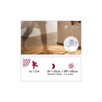Paulmann 93134 - Orientačné LED svietidlo do steny Edge Quadro 1,2 W, 2700K, 25lm, matný chróm + senzor