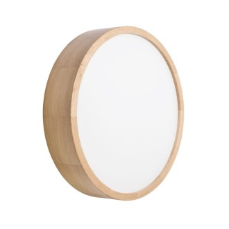Temar CLEO DR375 OAK (38049) - Stropné drevené svietidlo CLEO OAK Ø375, 3xE27, dub/sklo
