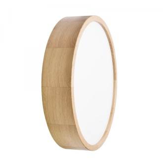 Temar CLEO DR375 OAK (38049) - Stropné drevené svietidlo CLEO OAK Ø375, 3xE27, dub/sklo