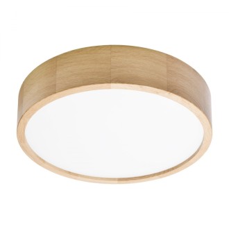 Temar CLEO DR375 OAK (38049) - Stropné drevené svietidlo CLEO OAK Ø375, 3xE27, dub/sklo