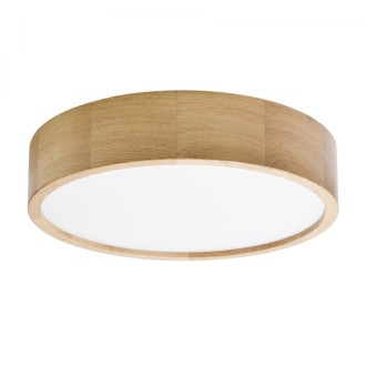 Temar CLEO DR375 OAK (38049) - Stropné drevené svietidlo CLEO OAK Ø375, 3xE27, dub/sklo