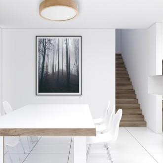 Temar CLEO DR375 OAK (38049) - Stropné drevené svietidlo CLEO OAK Ø375, 3xE27, dub/sklo