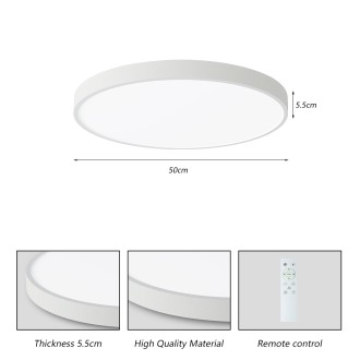 Immax neo 07252L - Stropné inteligentné LED svietidlo Semplici 48W, 2700-6500K, 3468lm, Ø500, biela, Wi-Fi + diaľkové ovládanie