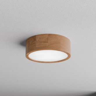 Temar CLEO DR275 OAK WITH MOTION SENSOR - Stropné drevené svietidlo CLEO OAK Ø275, 2xE27, dub/sklo + senzor