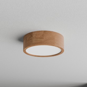 Temar CLEO DR275 OAK WITH MOTION SENSOR - Stropné drevené svietidlo CLEO OAK Ø275, 2xE27, dub/sklo + senzor