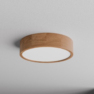 Temar CLEO DR375 OAK WITH MOTION SENSOR - Stropné drevené svietidlo CLEO OAK Ø375, 3xE27, dub/sklo + senzor