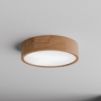 Temar CLEO DR375 OAK WITH MOTION SENSOR - Stropné drevené svietidlo CLEO OAK Ø375, 3xE27, dub/sklo + senzor