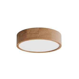 Temar CLEO DR375 OAK WITH MOTION SENSOR - Stropné drevené svietidlo CLEO OAK Ø375, 3xE27, dub/sklo + senzor