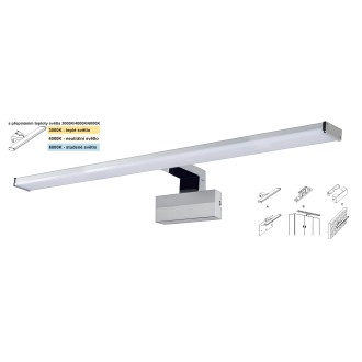 Top-light Texas MAX CCT - Kúpeľňové LED svietidlo TEXAS 12W, 3000/4000/6500K, 1200lm, IP44, 780mm, chróm/strieborná