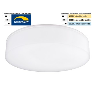 TOP LIGHT Boxter K30 CCT - Vonkajšie stropné a nástenné LED svietidlo Boxter CCT 24W, 3000K/4000K/6000K, 2400lm, IP54, Ø280, biela