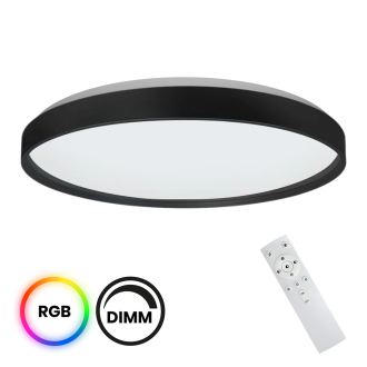 Stropné LED svietidlo RINGO 36W, 3000-6000K, 3250lm, RGB, Ø390, čierna/biela + diaľkové ovládanie