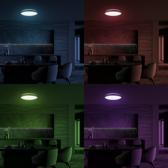 Stropné LED svietidlo RINGO 36W, 3000-6000K, 3250lm, RGB, Ø390, čierna/biela + diaľkové ovládanie